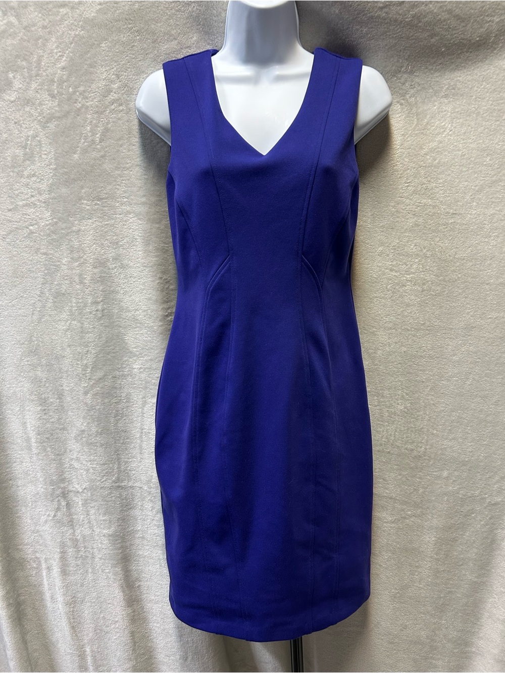 Karl Lagerfeld Sleeveless V-Neck Sheath Dress in Cobalt Blue